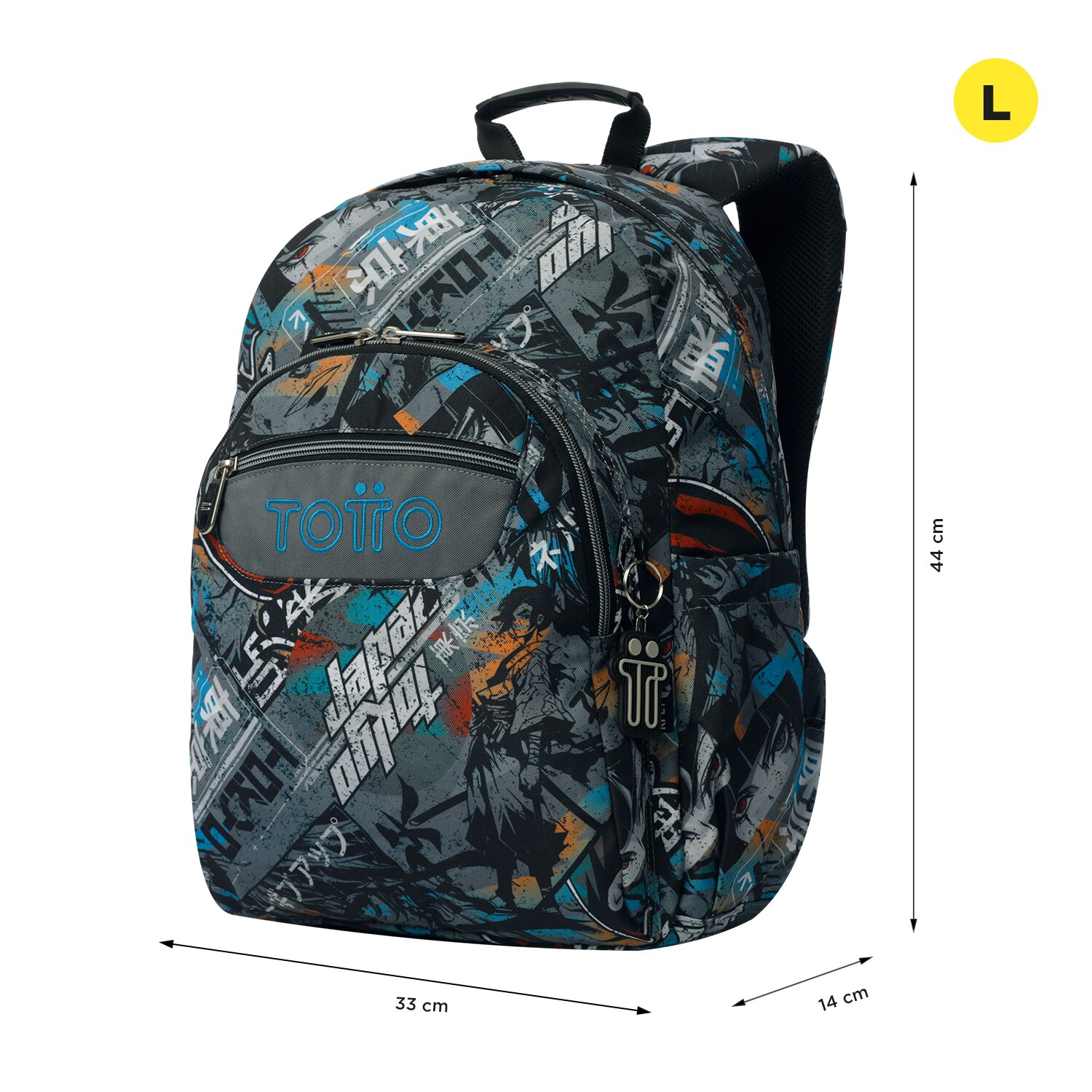 Imagen 2 de Mochila escolar totto acuareles okubo para portátil de 14” y adaptable a carro Gris / Azul