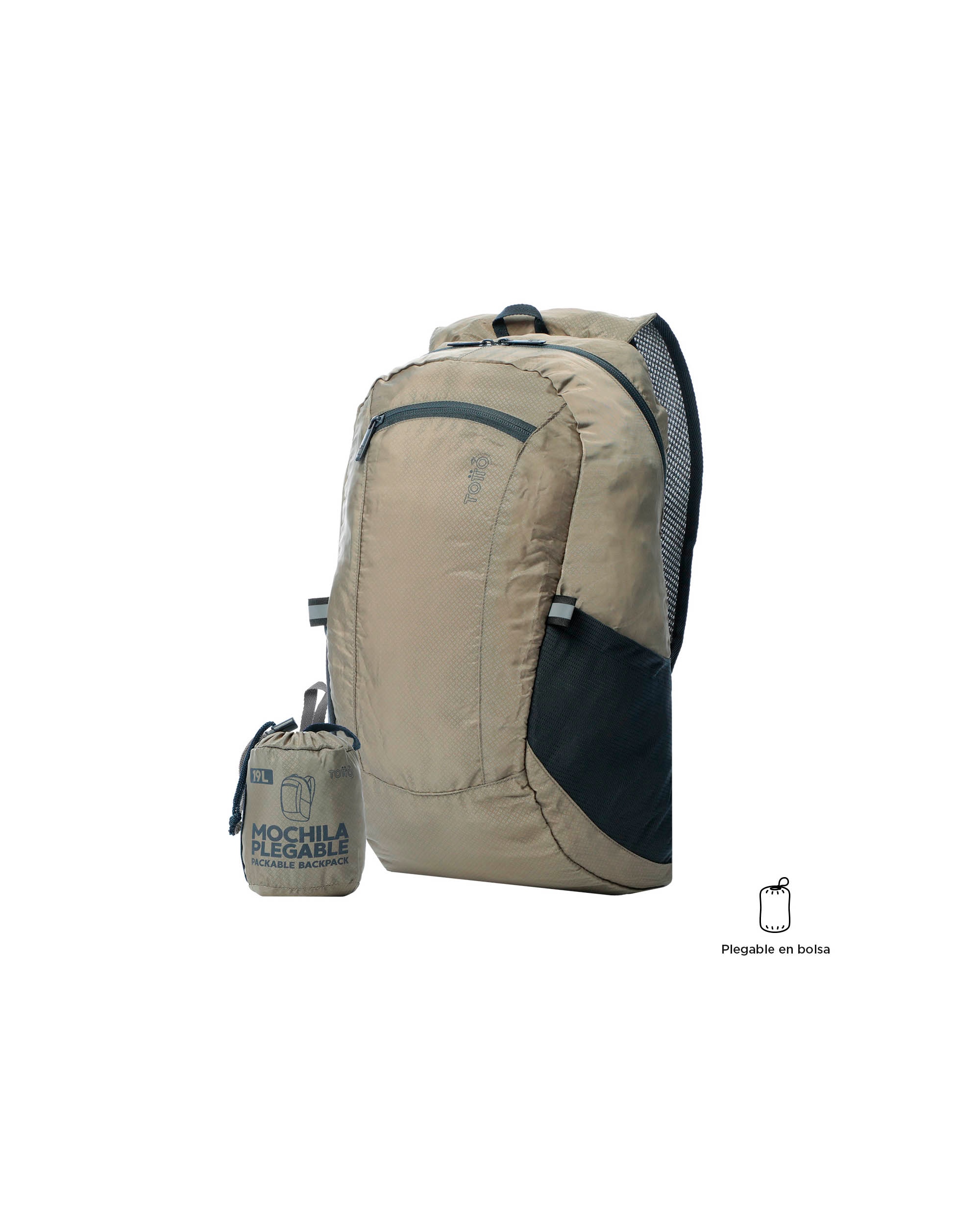 Imagen 2 de Mochila plegable Troker Desert Taupe blanda con capacidad 20 L - Marrón Marrón