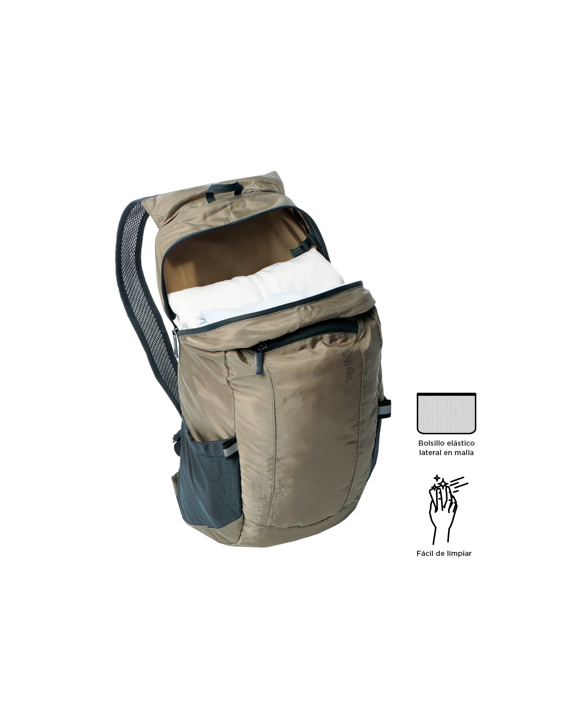 Imagen 4 de Mochila plegable Troker Desert Taupe blanda con capacidad 20 L - Marrón Marrón