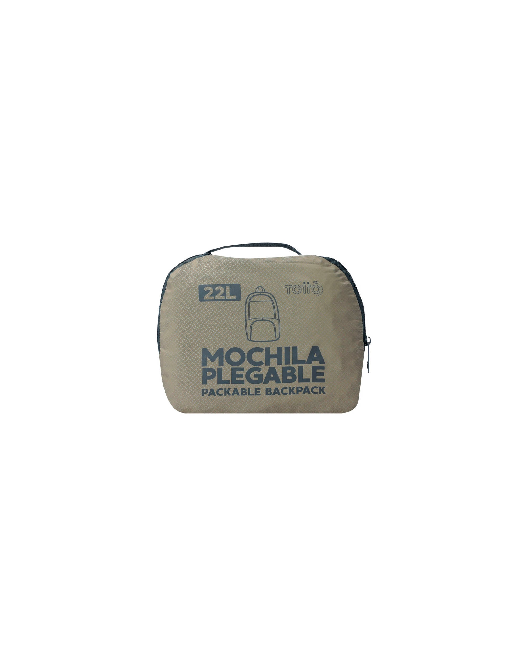 Mochila plegable Syncro Desert Taupe blanda con capacidad 22 L - Totto - Marrón piedra Marrón piedra-2