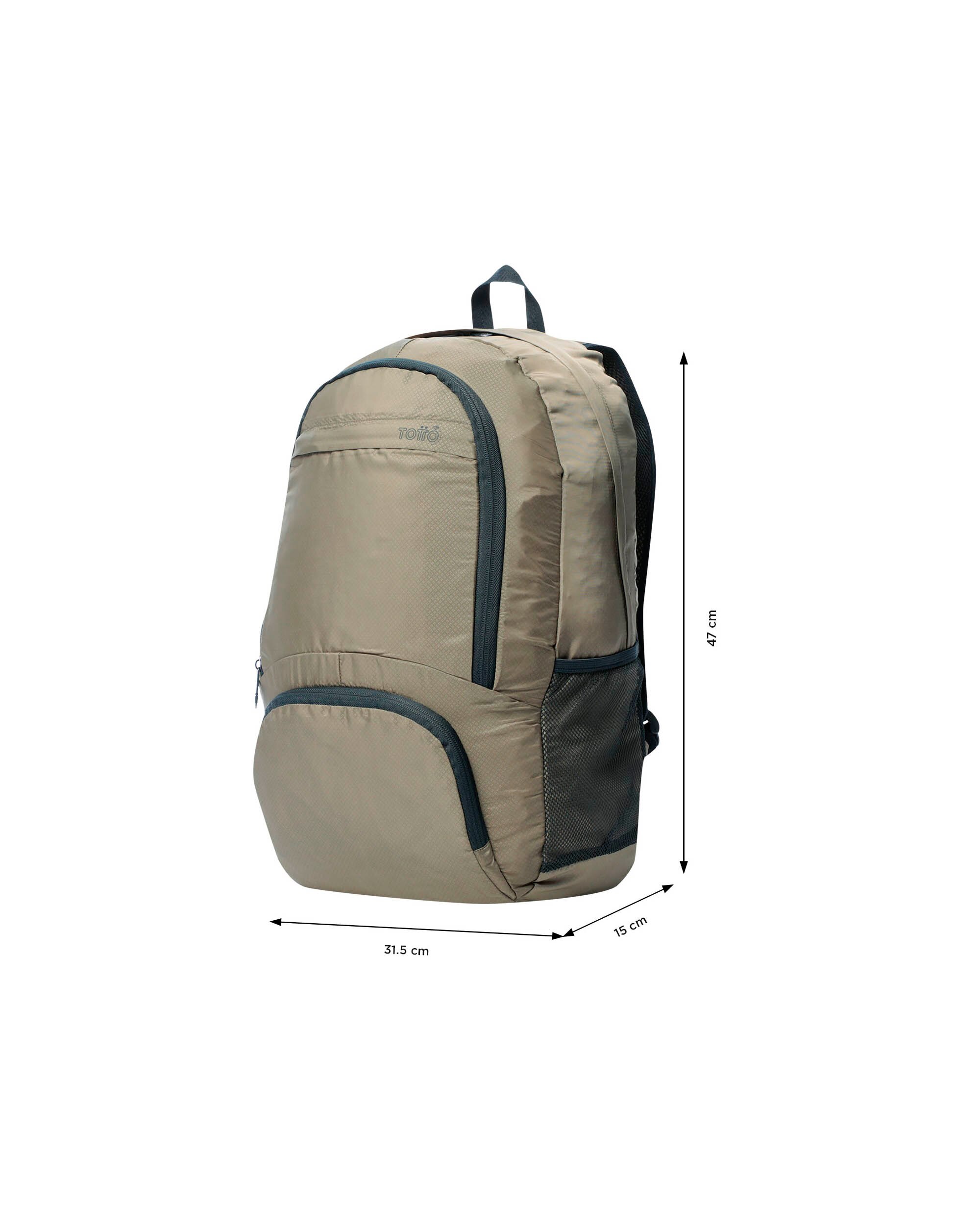 Mochila plegable Syncro Desert Taupe blanda con capacidad 22 L - Totto - Marrón piedra Marrón piedra-3