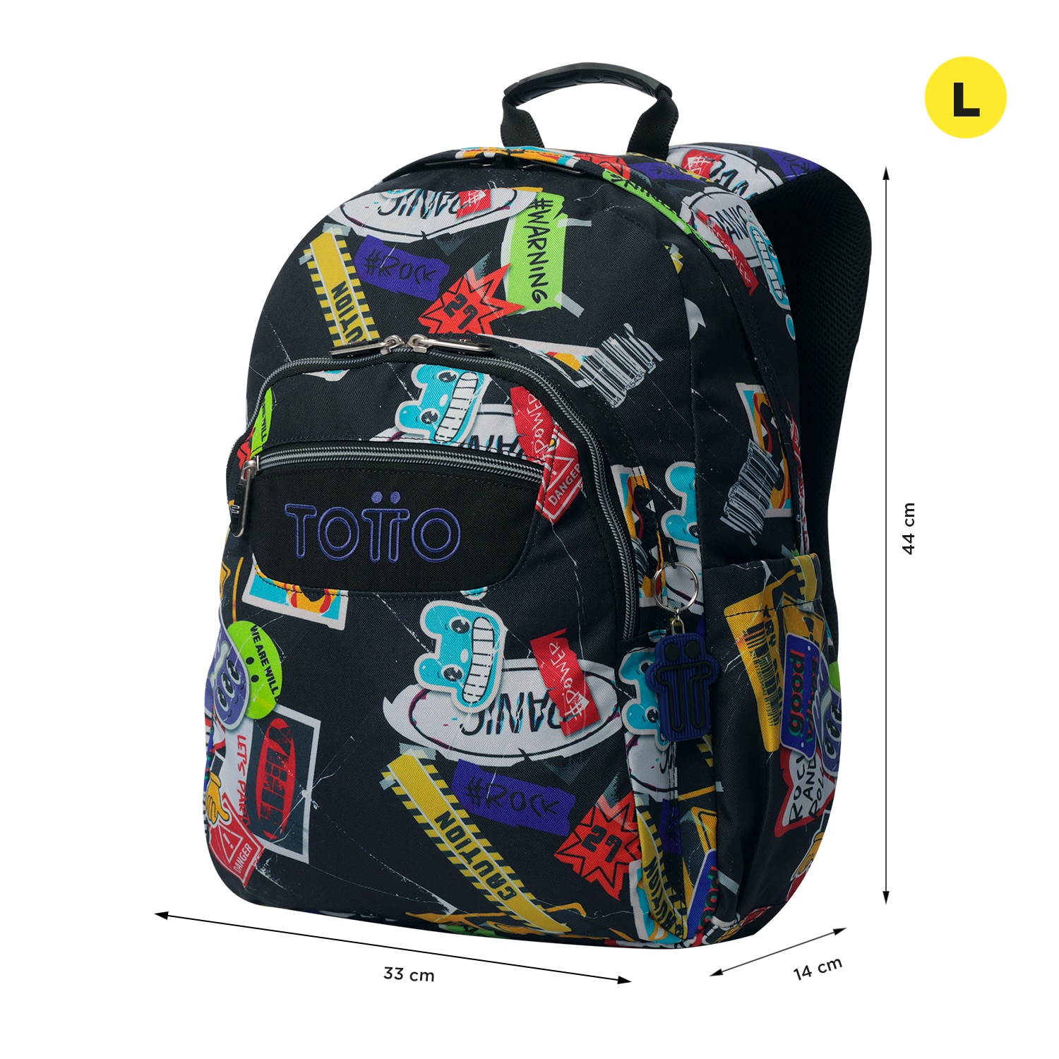 Mochila escolar totto acuareles sticky para portátil de 14” y adaptable a carro Negro-2