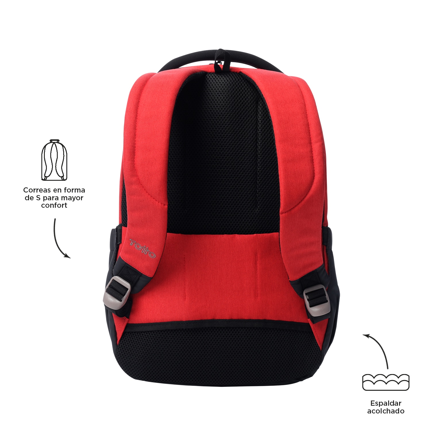 Imagen 3 de Mochila urbana totto deleg 2.0 con bolsillo secreto y apta para candado Rojo / Negro