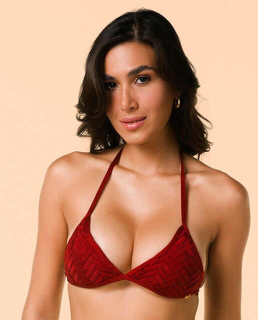 Imagen 0 de Top de bikini triángulo liso con relleno
