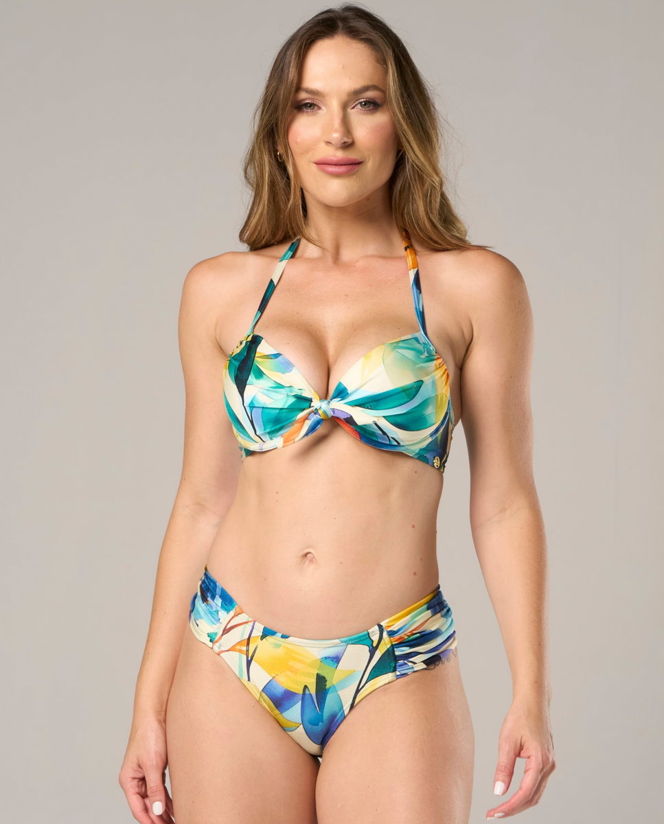 Top de bikini deportivo estampado con relleno - Lua Morena - Azul / Amarillo Azul / Amarillo-2