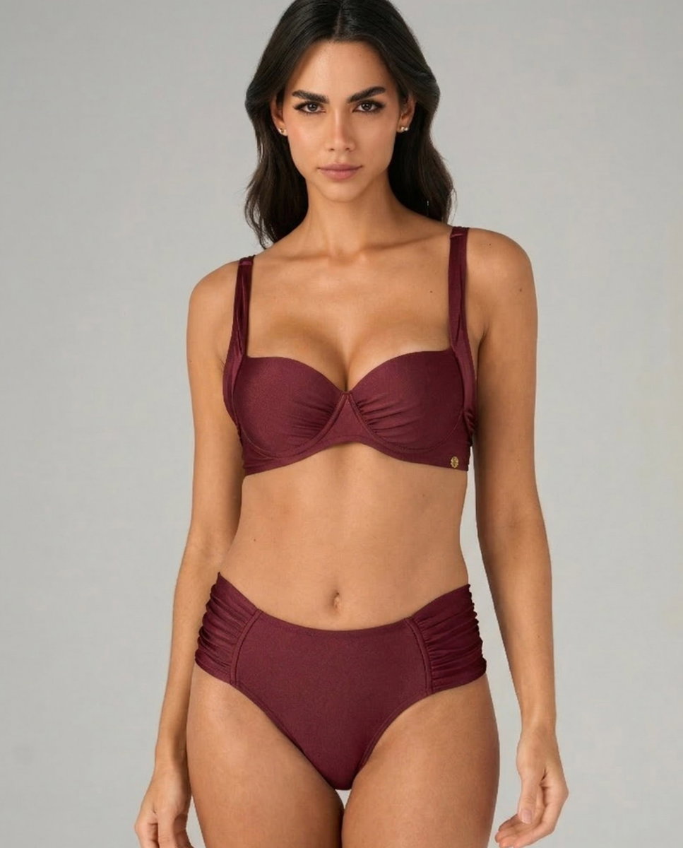 Braga de bikini culotte lisa - Lua Morena - Berenjena Berenjena-2
