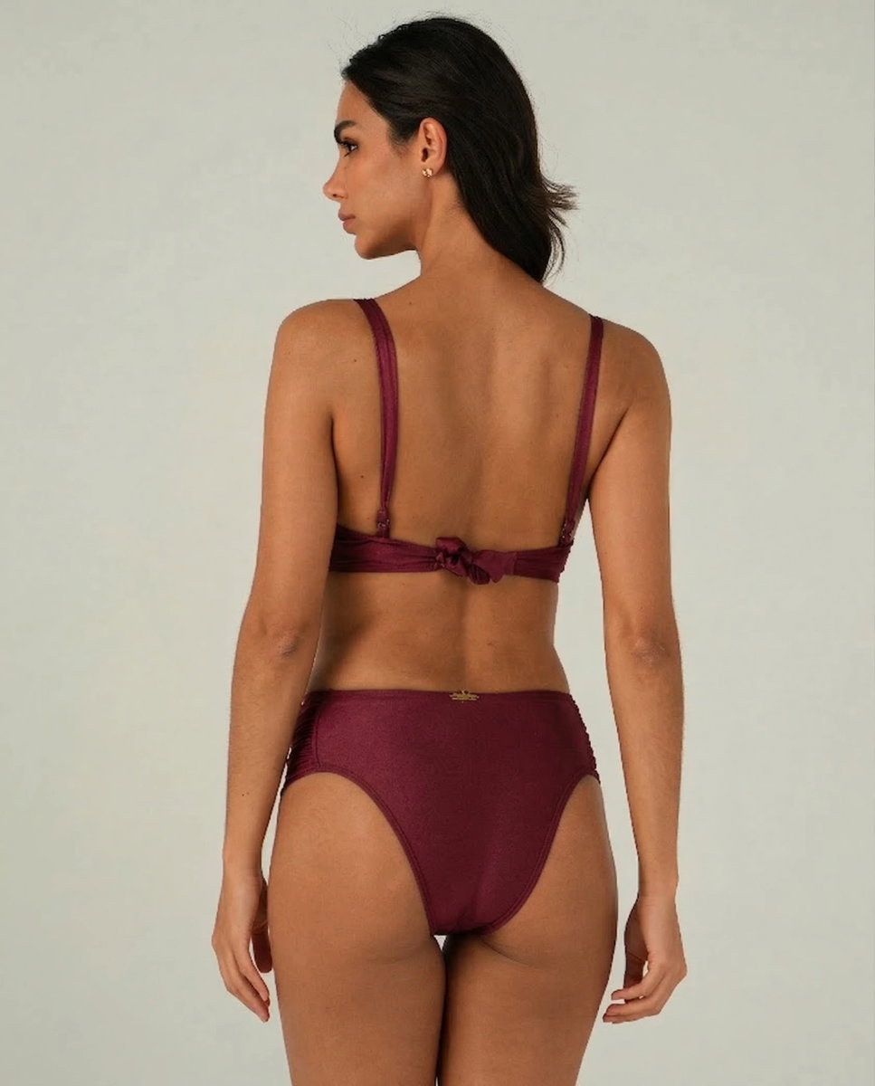 Braga de bikini culotte lisa - Lua Morena - Berenjena Berenjena-3
