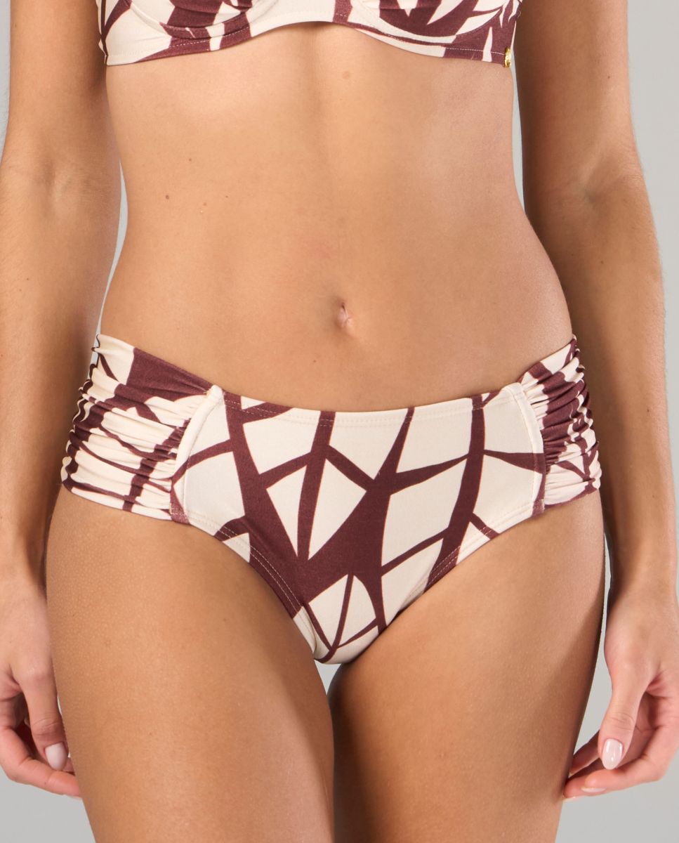Braga de bikini culotte estampada - Lua Morena - Blanco / Berenjena Blanco / Berenjena-1