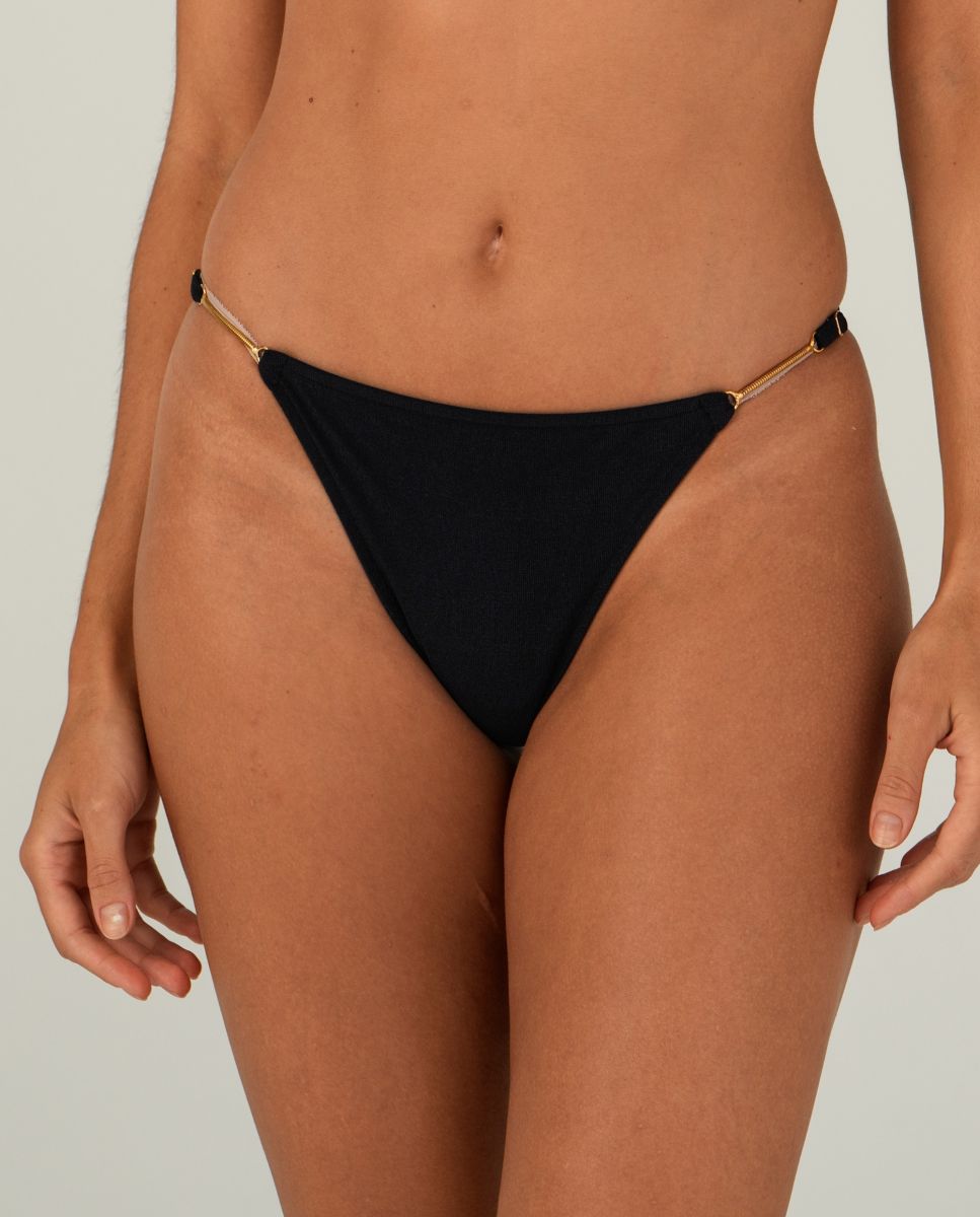 Braga de bikini brasileña lisa - Lua Morena - Negro Negro-1
