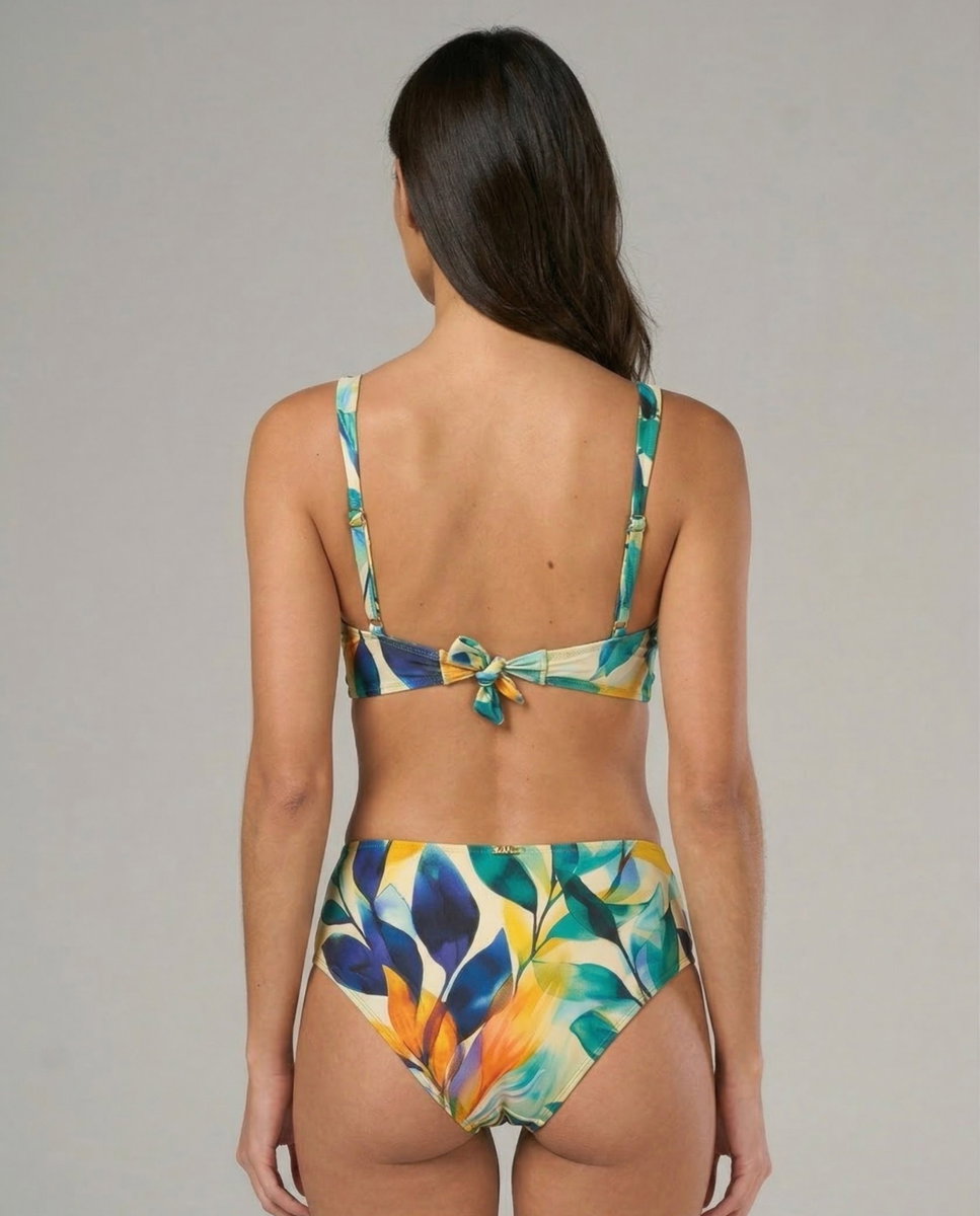 Braga de bikini culotte estampada - Lua Morena - Azul / Amarillo Azul / Amarillo-3