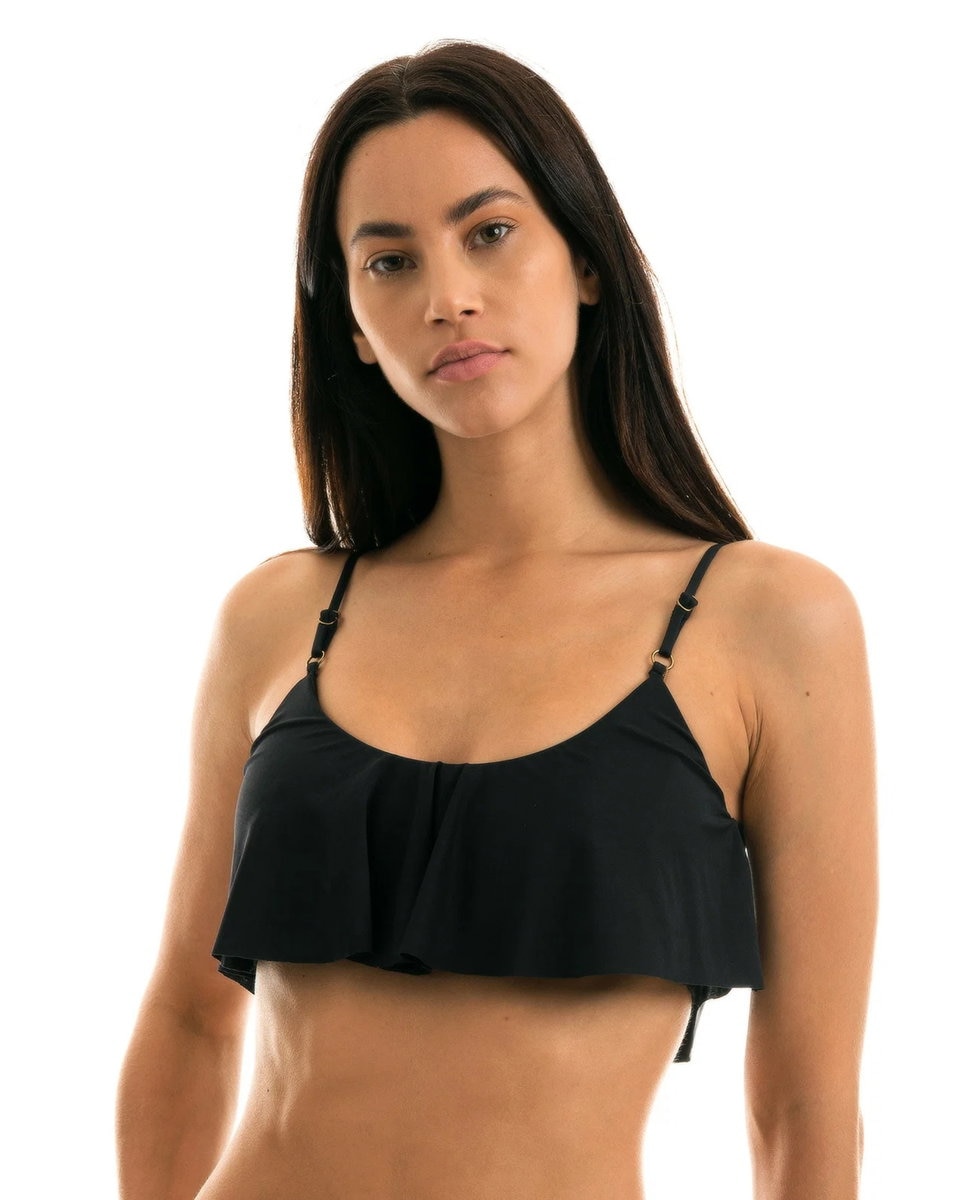 Top de bikini deportivo liso - Río de Sol - Negro Negro-1