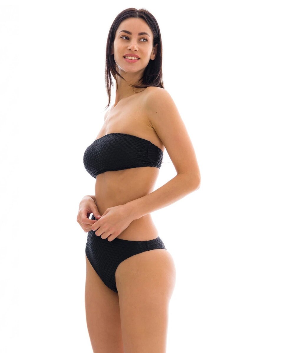 Bañador de mujer asimétrico liso con relleno - Río de Sol - Negro Negro-3