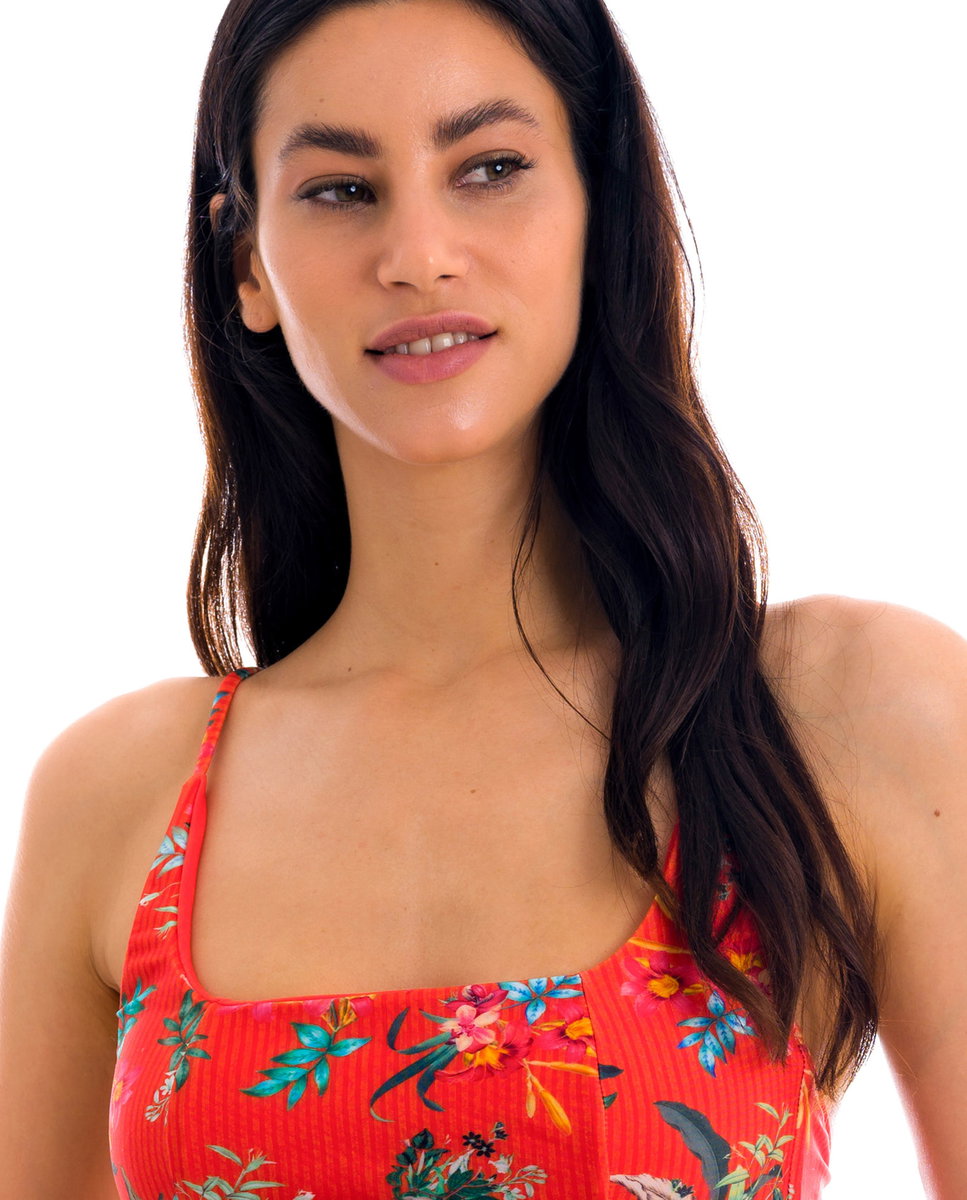Top de bikini deportivo estampado - Río de Sol - Beige Beige-1