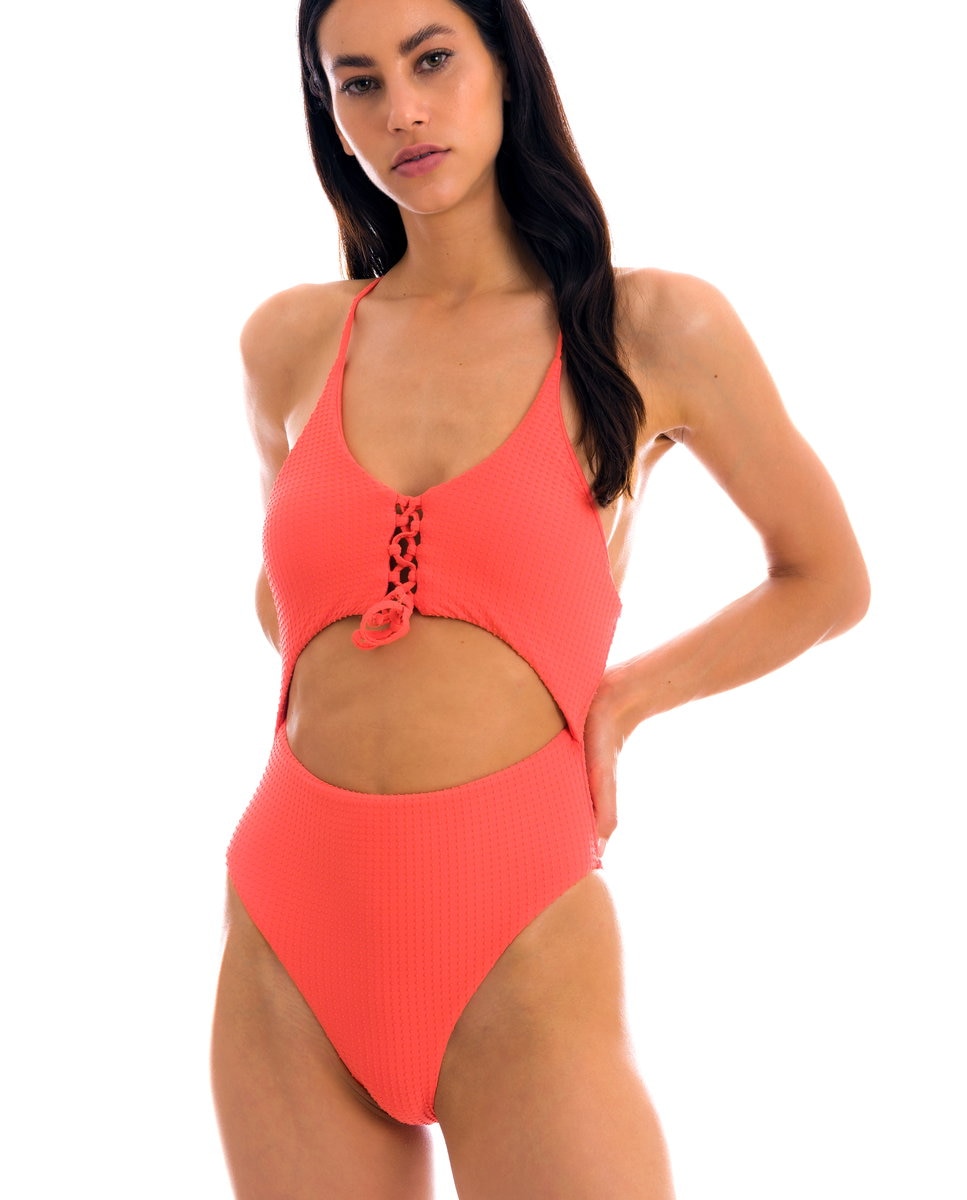 Bañador de mujer brasileño liso con relleno - Río de Sol - Beige Beige-2