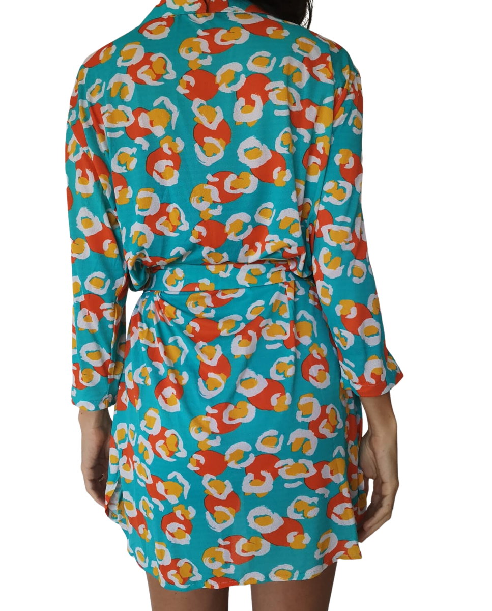 Caftan de playa de mujer - Río de Sol - Azul fumé Azul fumé-3