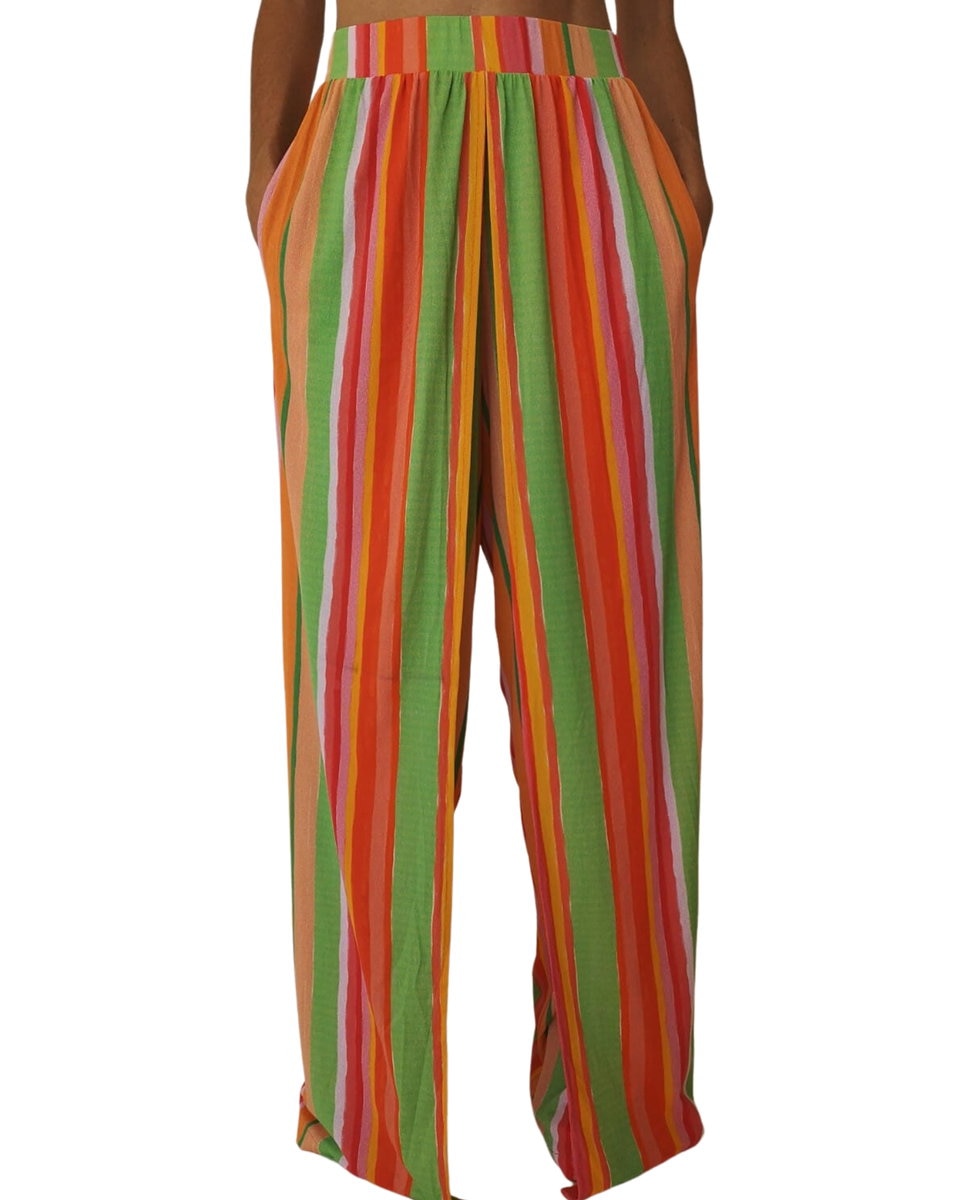 Pantalones largos de playa de mujer - Río de Sol - Azul fumé Azul fumé-1