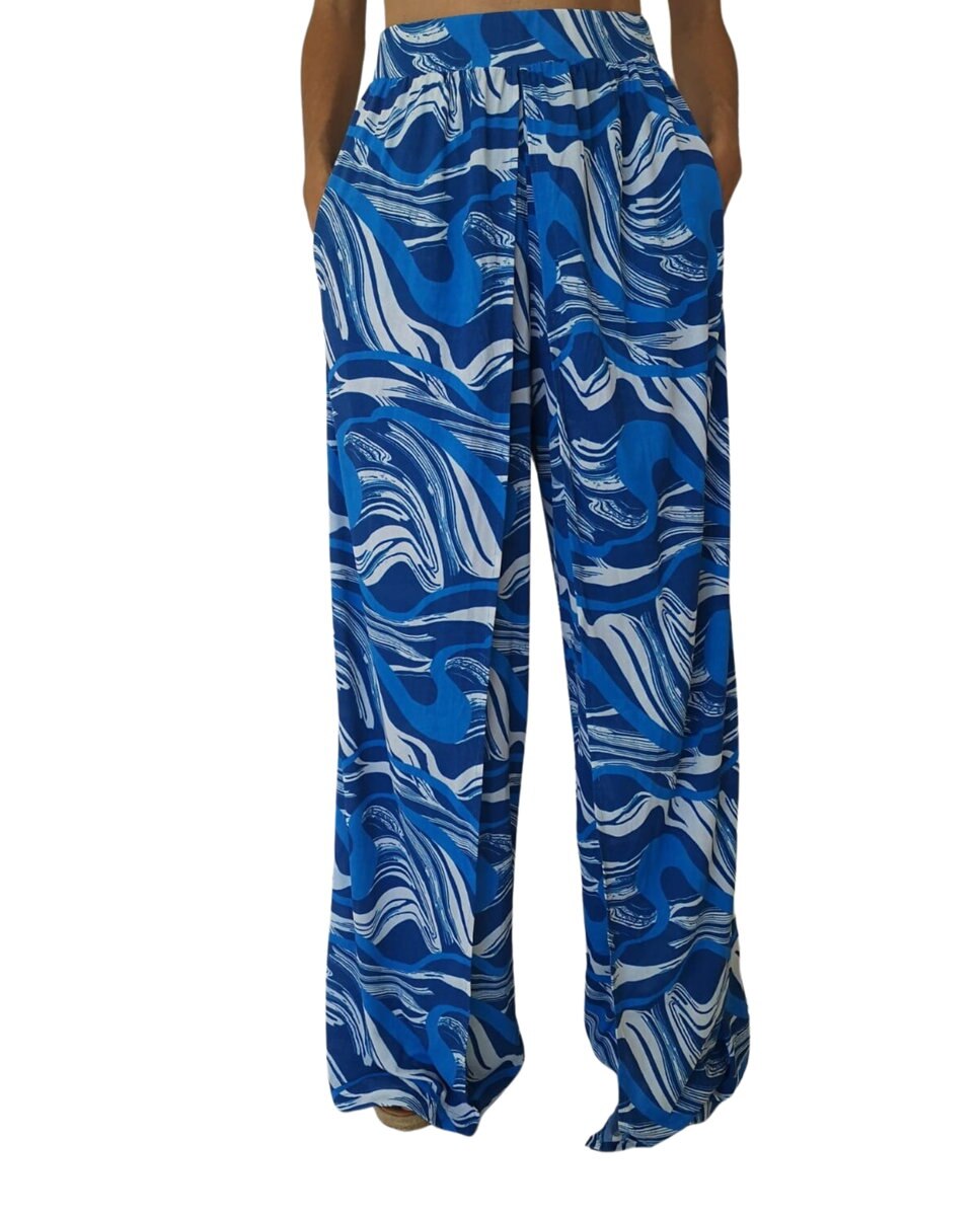 Pantalones largos de playa de mujer - Río de Sol - Azul Océano Azul Océano-2
