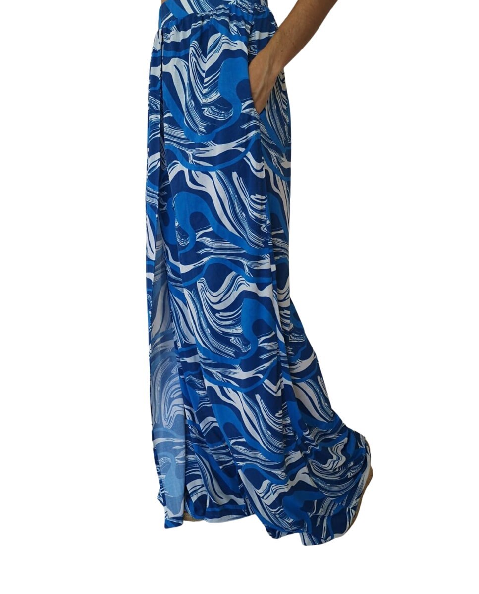 Pantalones largos de playa de mujer - Río de Sol - Azul Océano Azul Océano-4