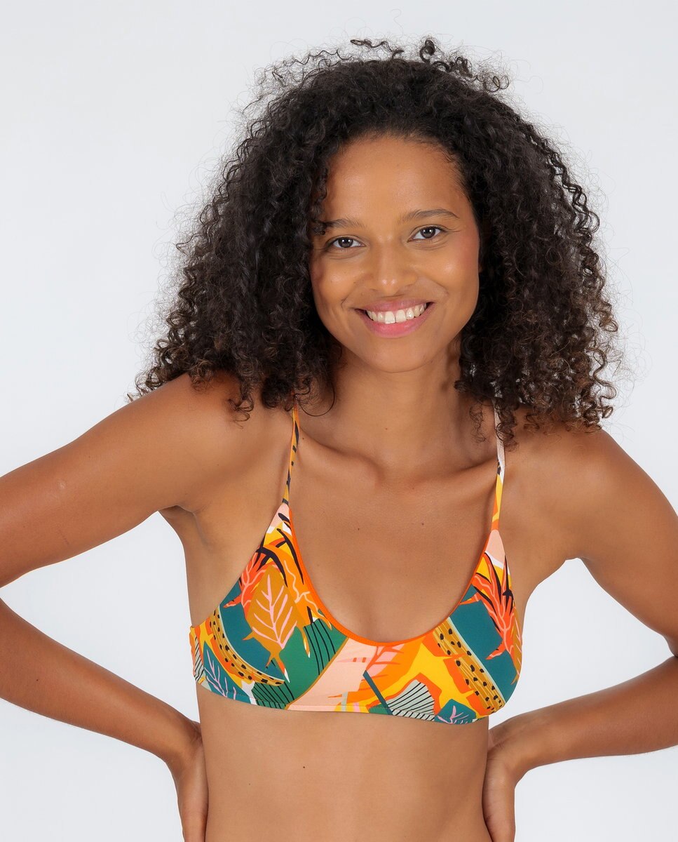 Top de bikini deportivo estampado con relleno - Río de Sol - Azul fumé Azul fumé-1