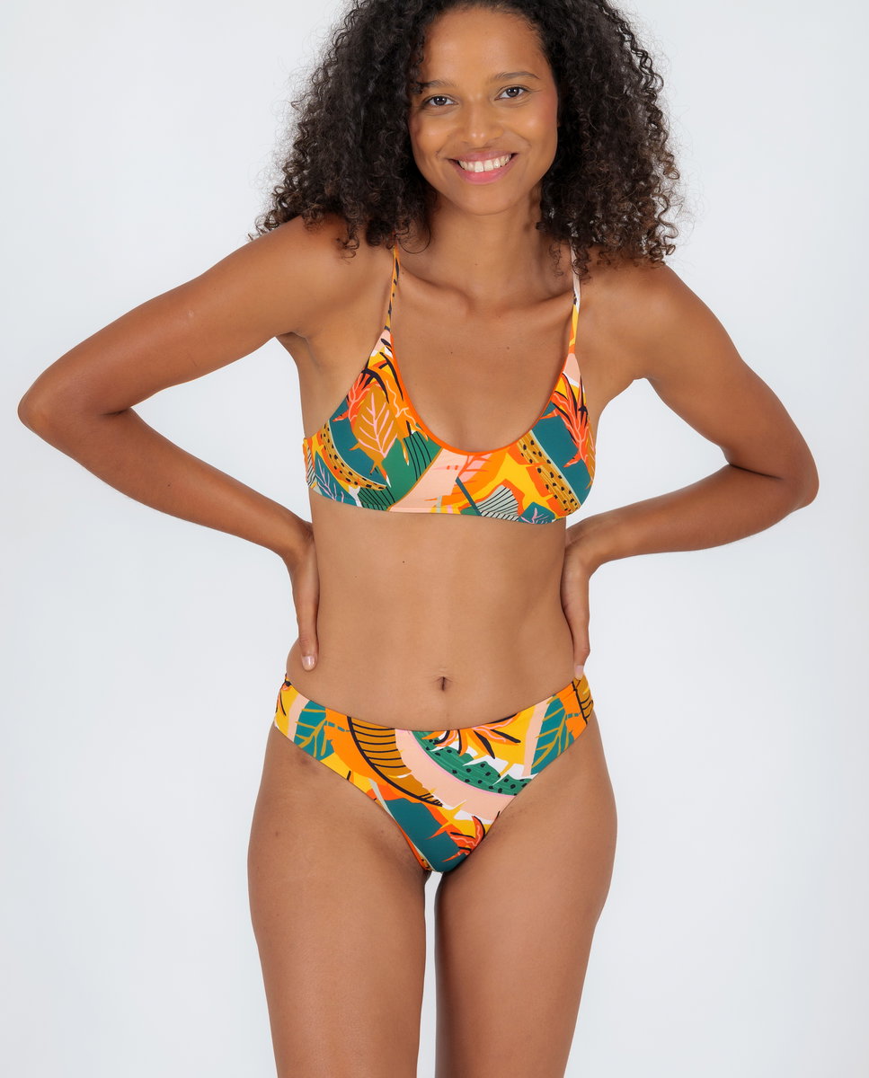 Top de bikini deportivo estampado con relleno - Río de Sol - Azul fumé Azul fumé-2