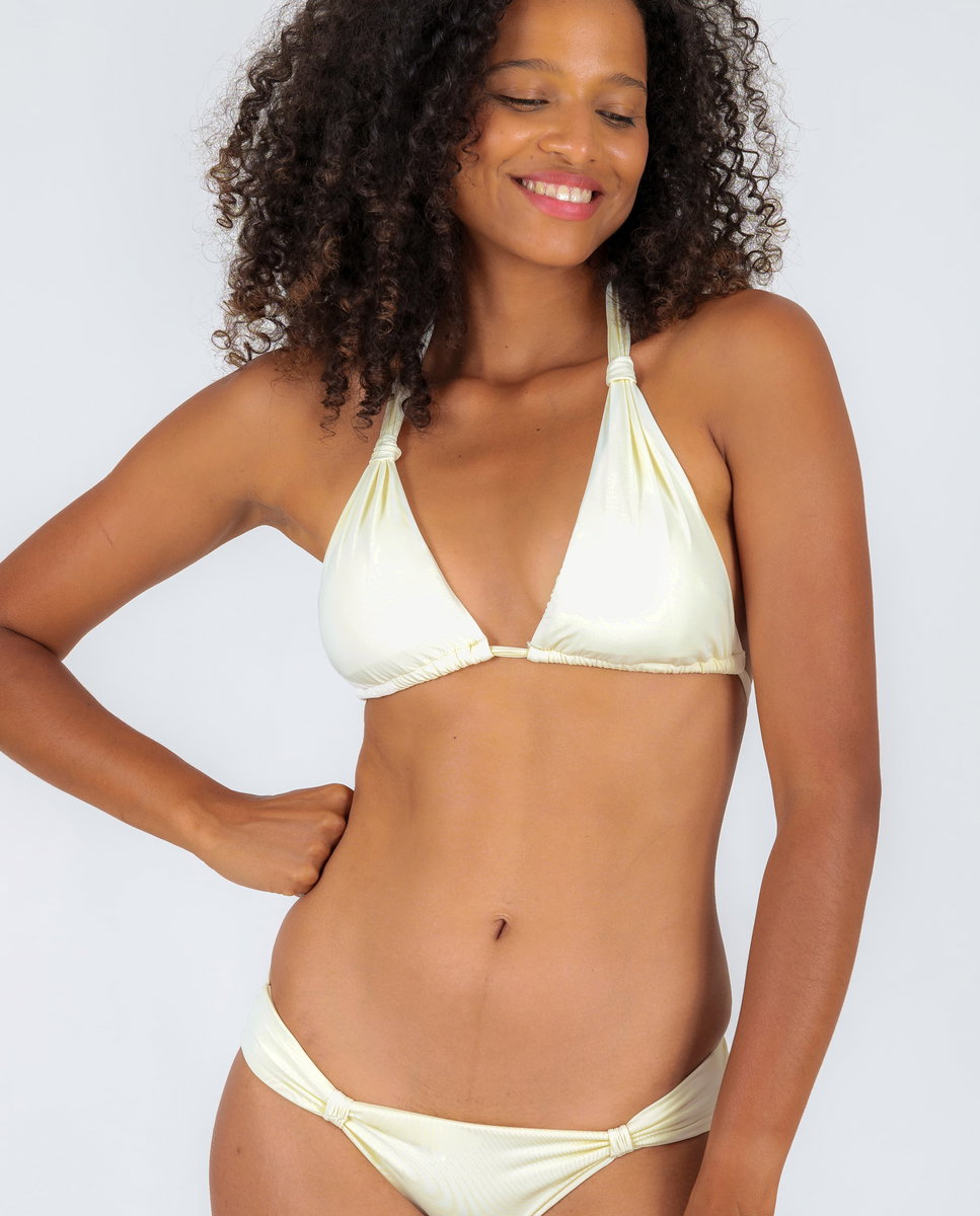 Bikini completo con sujetador halter y braga brasileña - Río de Sol - Blanco roto Blanco roto-1