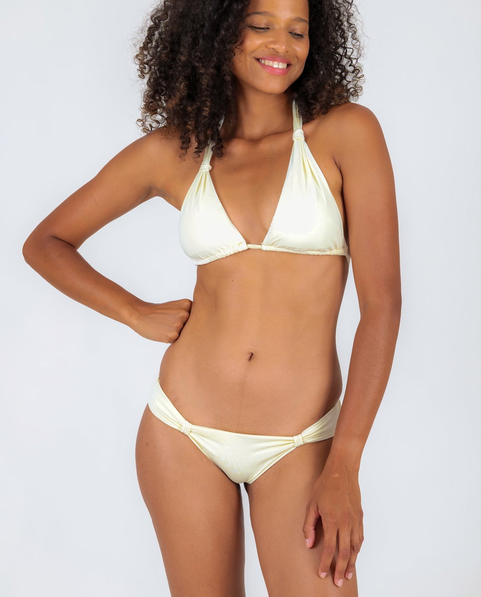 Bikini completo con sujetador halter y braga brasileña - Río de Sol - Blanco roto Blanco roto-2