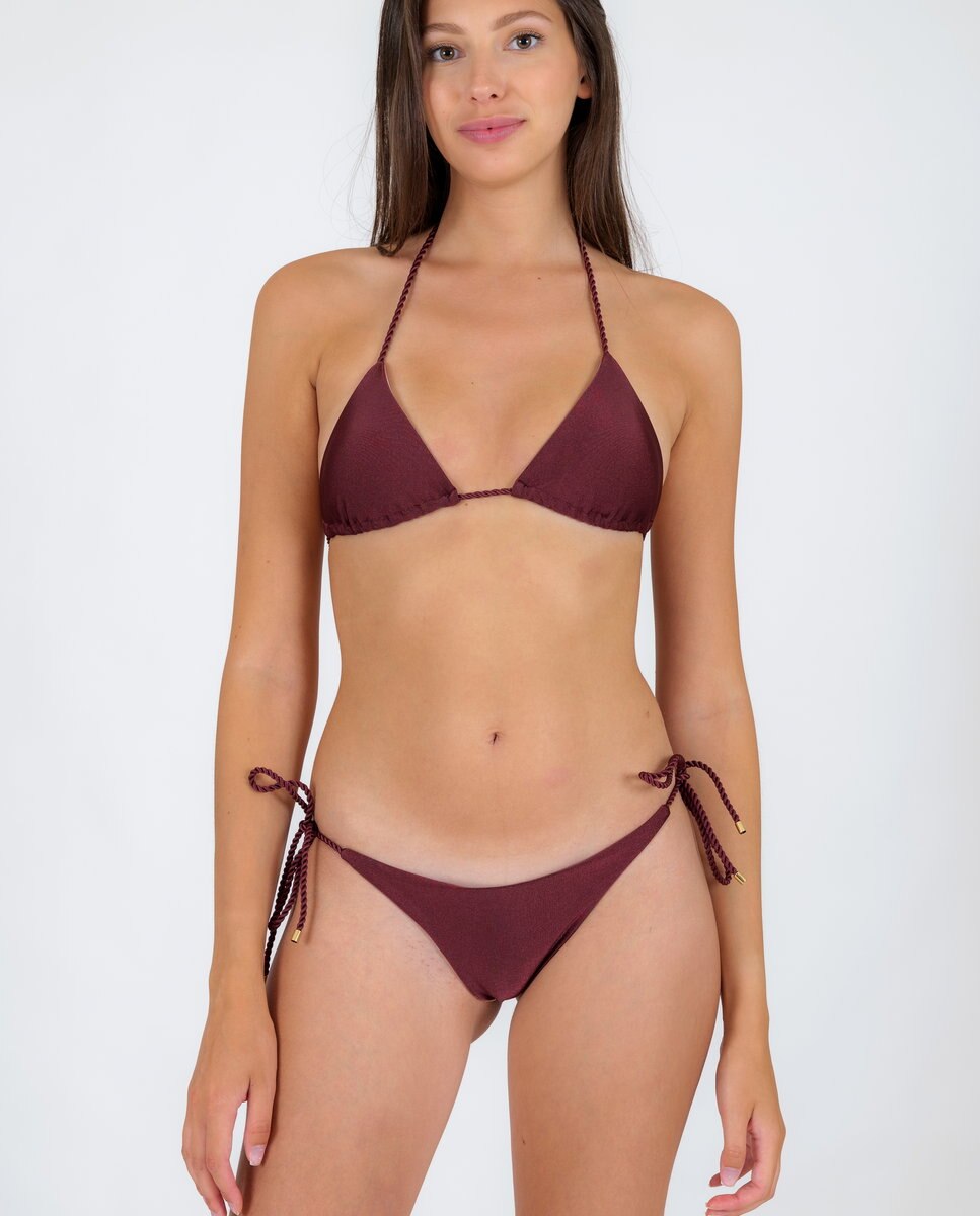 Braga de bikini con lazo lisa - Río de Sol - Beige Beige-2