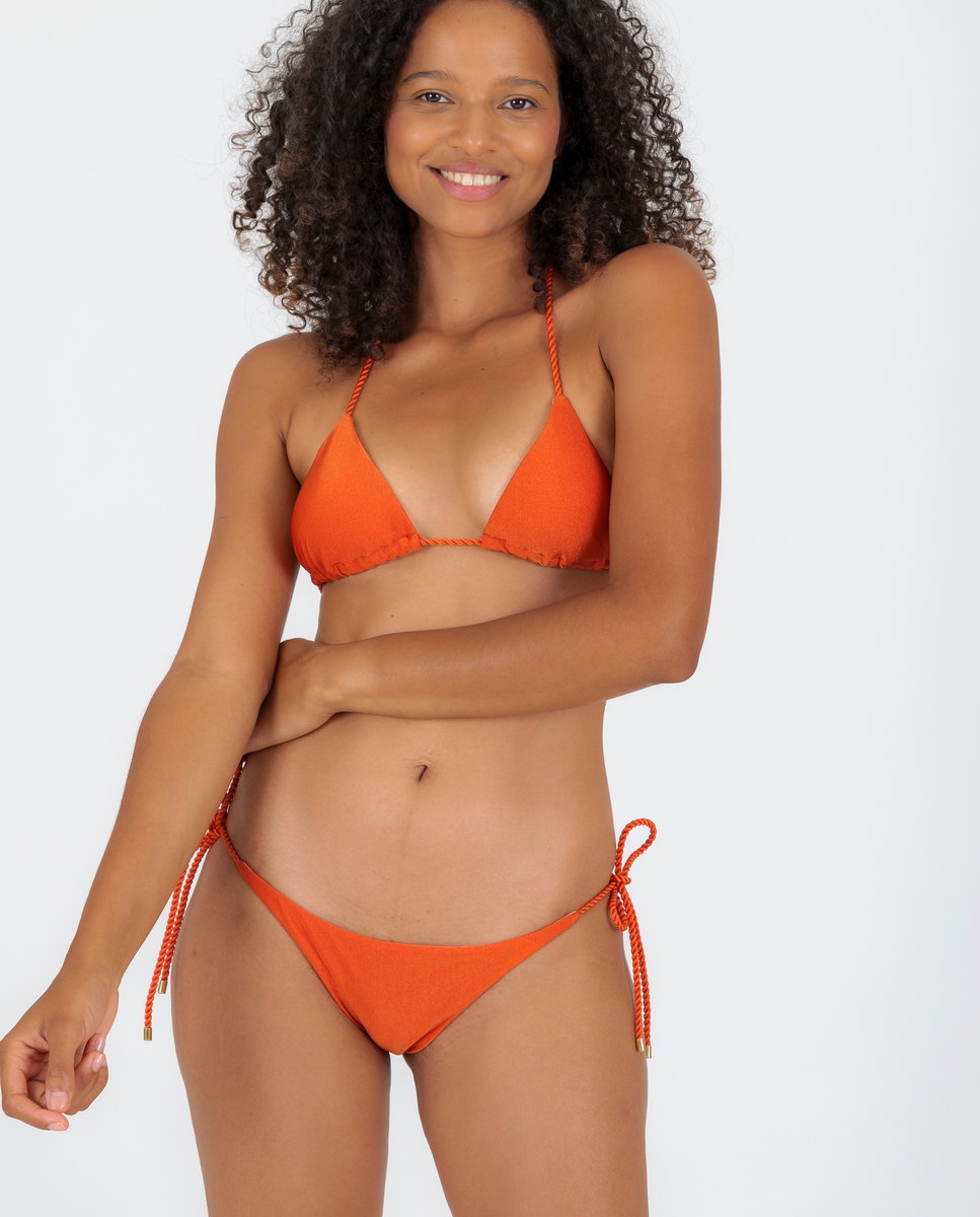 Braga de bikini con lazo lisa - Río de Sol - Naranja volcanico Naranja volcanico-2