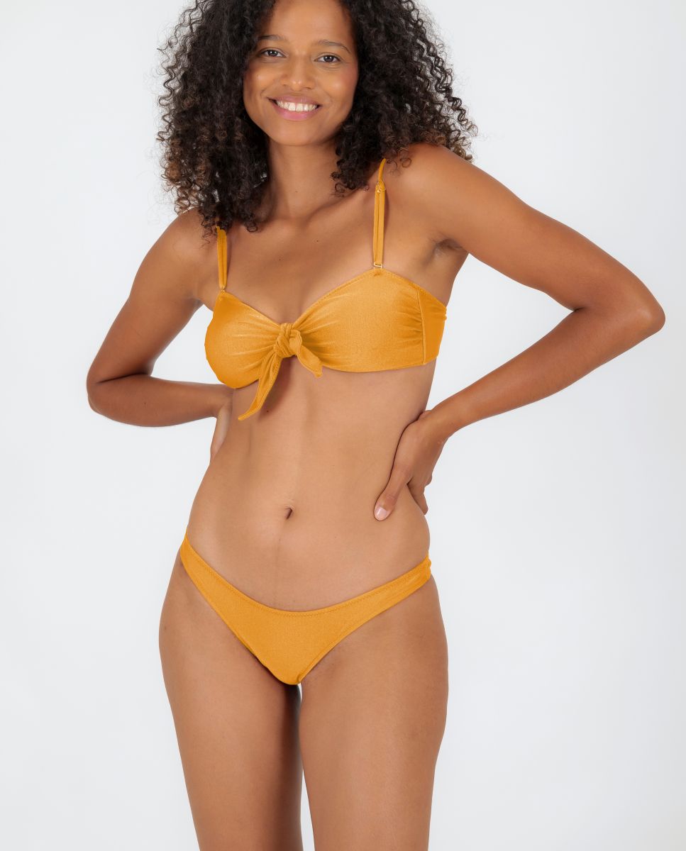 Braga de bikini brasileña lisa - Río de Sol - Oro Oro-2