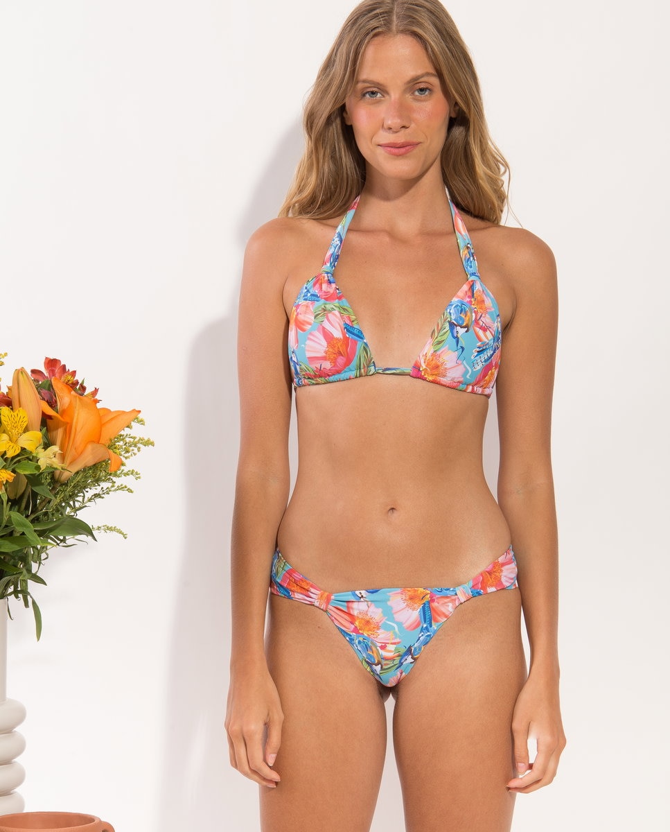 Braga de bikini brasileña estampada - Río de Sol - Azul Océano Azul Océano-2