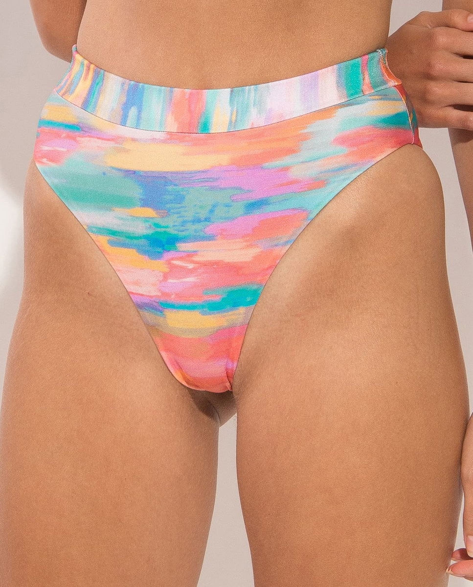 Braga de bikini culotte estampada - Río de Sol - Azul fumé Azul fumé-1