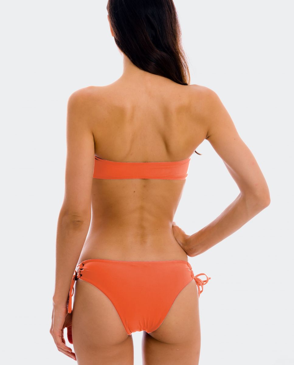 Braga de bikini con lazo lisa - Río de Sol - Naranja Naranja-3