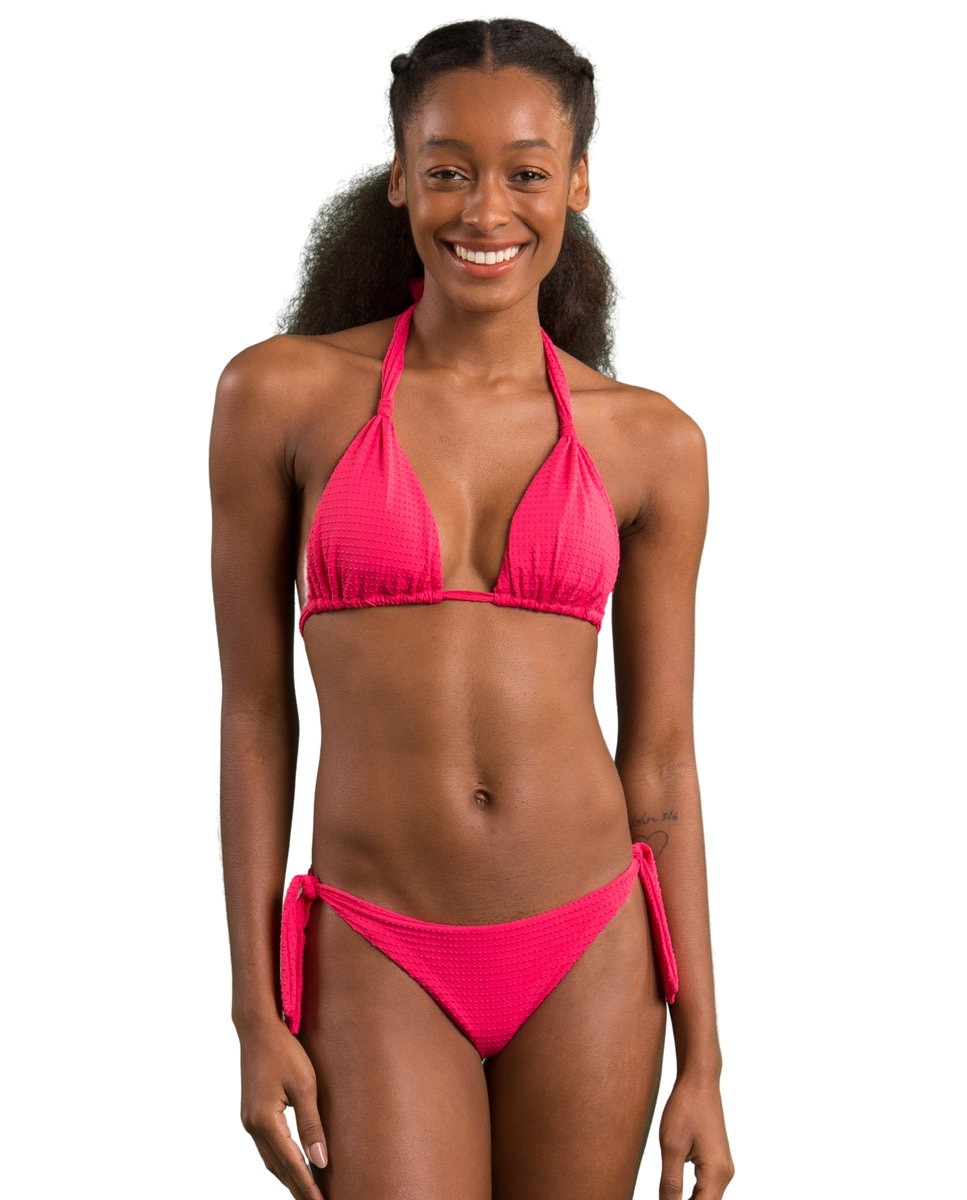 Top de bikini cuello halter liso con relleno - Río de Sol - Brillo Brillo-2