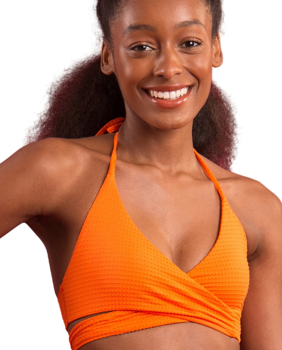 Top de bikini deportivo liso con relleno - Río de Sol - Naranja volcanico Naranja volcanico-1