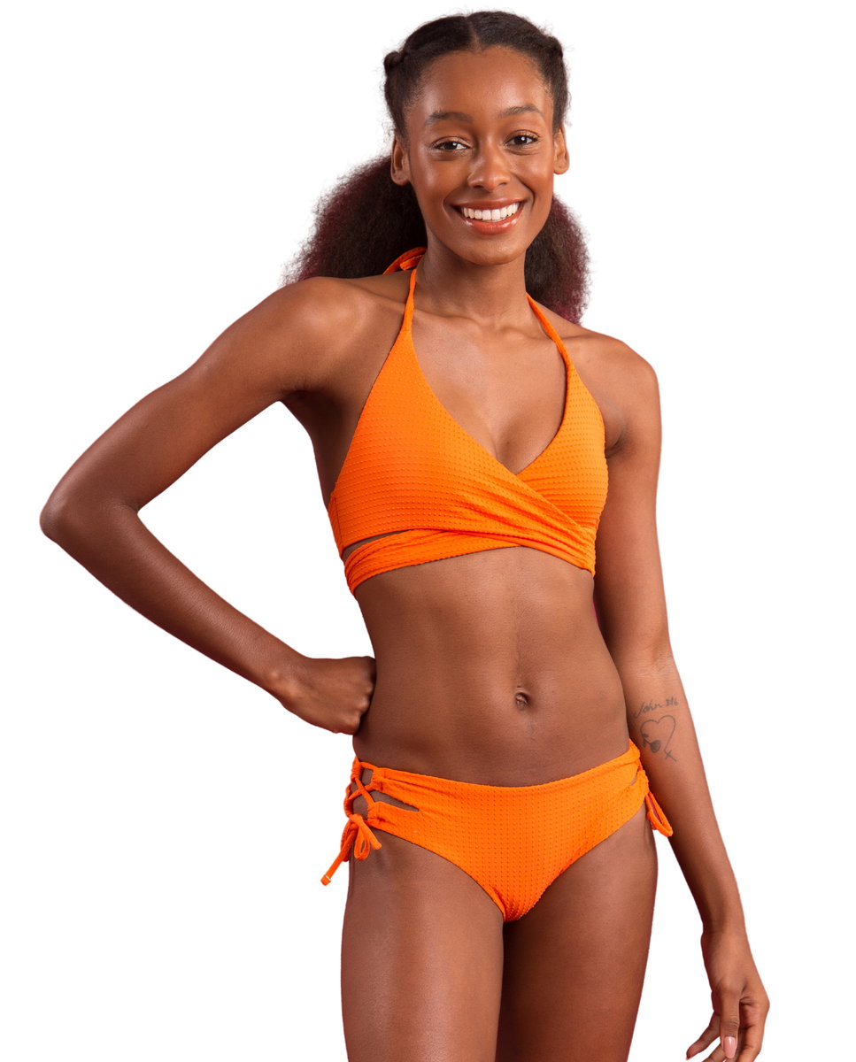 Top de bikini deportivo liso con relleno - Río de Sol - Naranja volcanico Naranja volcanico-2
