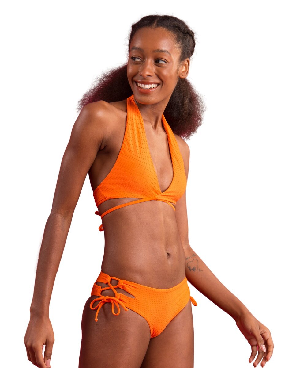 Top de bikini deportivo liso con relleno - Río de Sol - Naranja volcanico Naranja volcanico-4