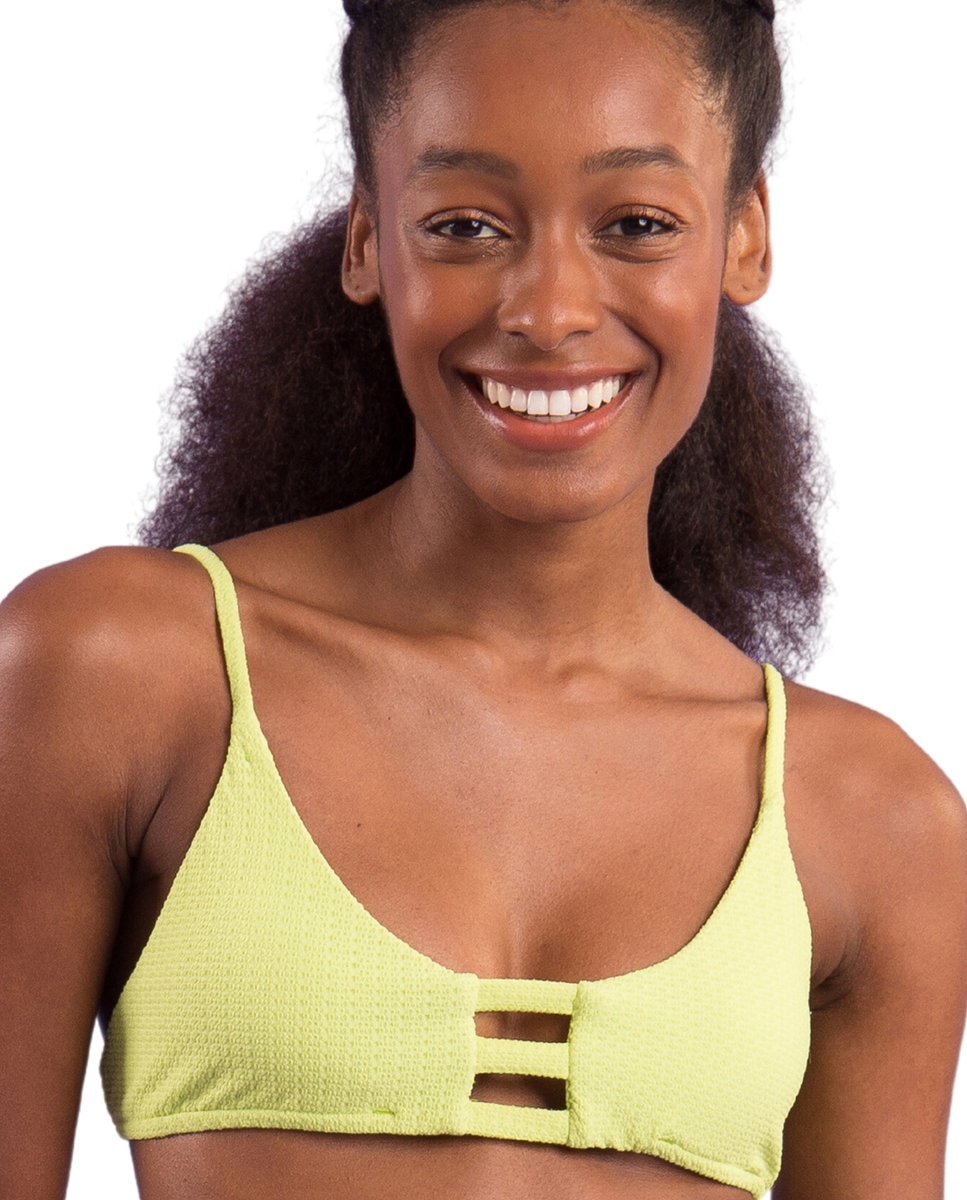 Top de bikini deportivo liso con relleno - Río de Sol - Verde claro Verde claro-1