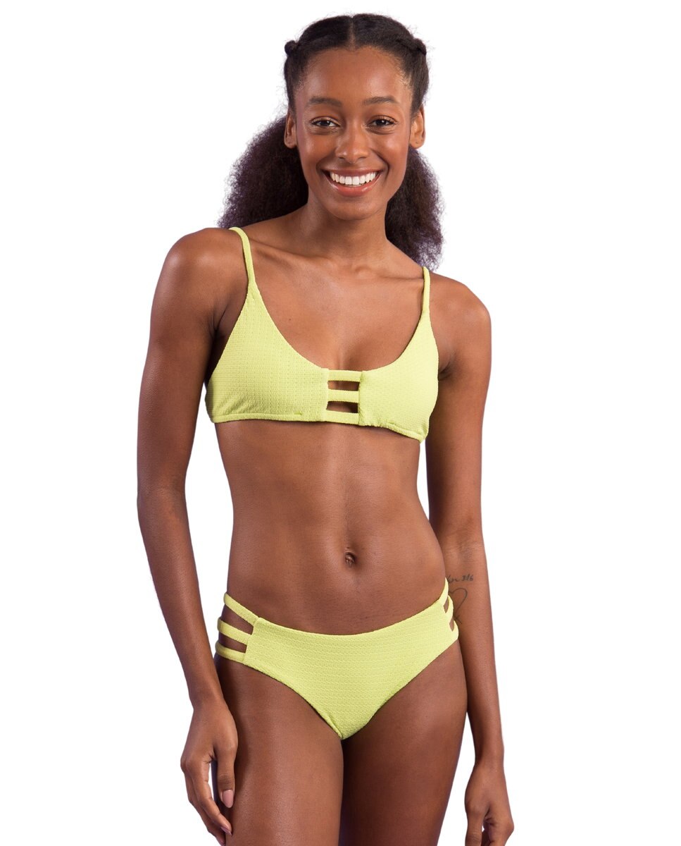 Top de bikini deportivo liso con relleno - Río de Sol - Verde claro Verde claro-2