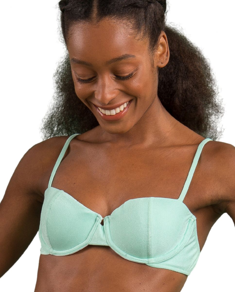 Top de bikini balconette liso con relleno - Río de Sol - Verde menta Verde menta-1