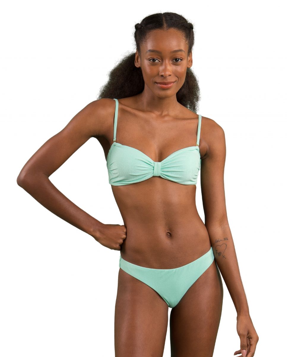 Top de bikini balconette liso con relleno - Río de Sol - Verde menta Verde menta-4