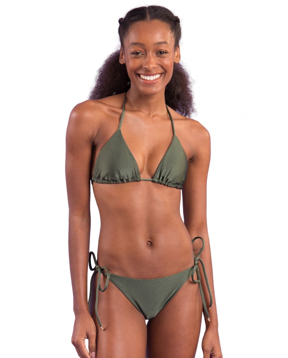 Braga de bikini con lazo lisa - Río de Sol - Verde Oliva Verde Oliva-2