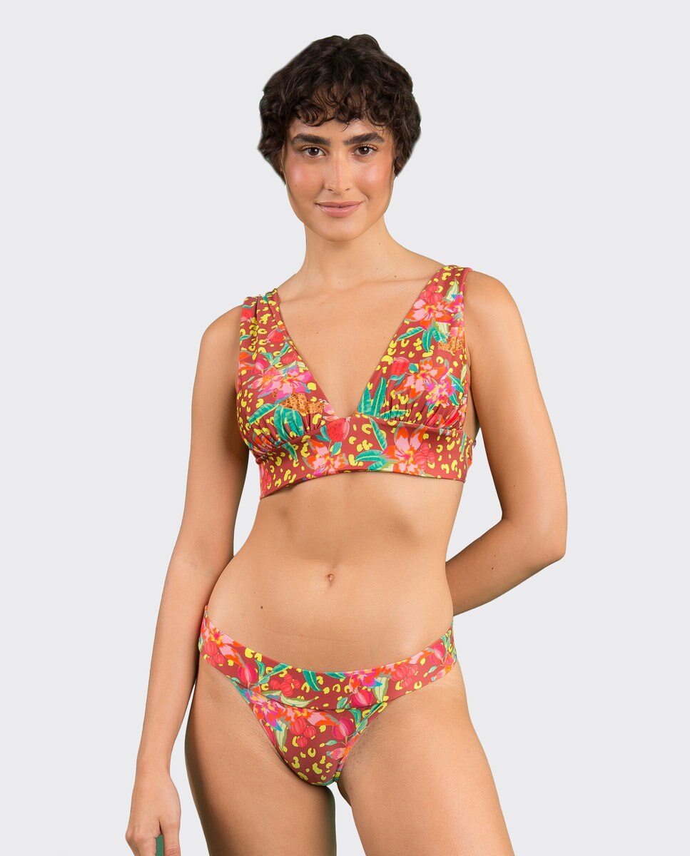 Top de bikini cuello halter estampado con relleno - Río de Sol - Brillo Brillo-2