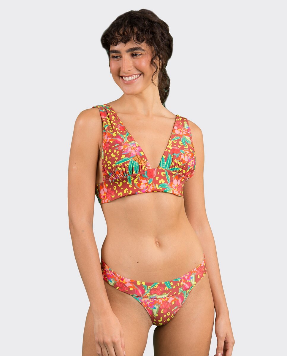 Top de bikini cuello halter estampado con relleno - Río de Sol - Brillo Brillo-4
