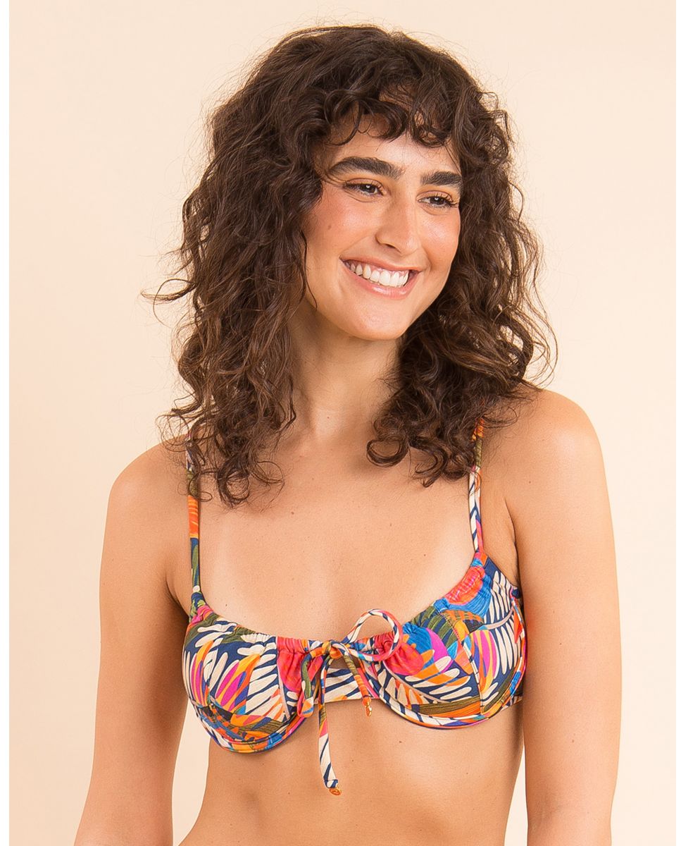 Top de bikini balconette estampado con relleno - Río de Sol - Multicolor Multicolor-1