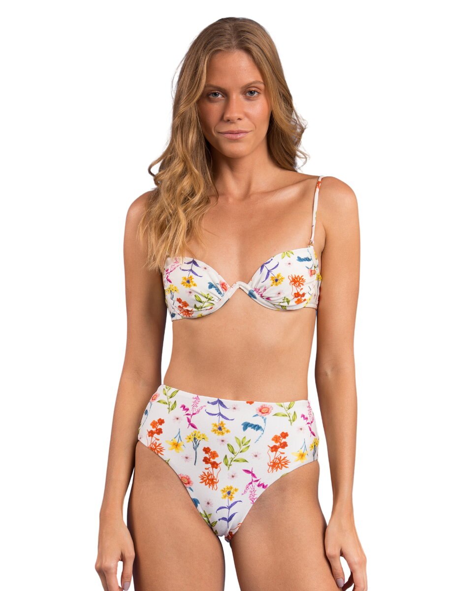 Braga de bikini culotte estampada - Río de Sol - Blanco roto Blanco roto-2