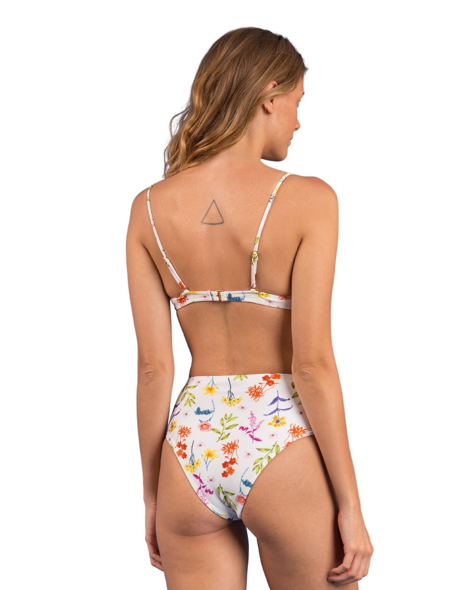 Top de bikini balconette estampado con relleno - Río de Sol - Blanco roto Blanco roto-3
