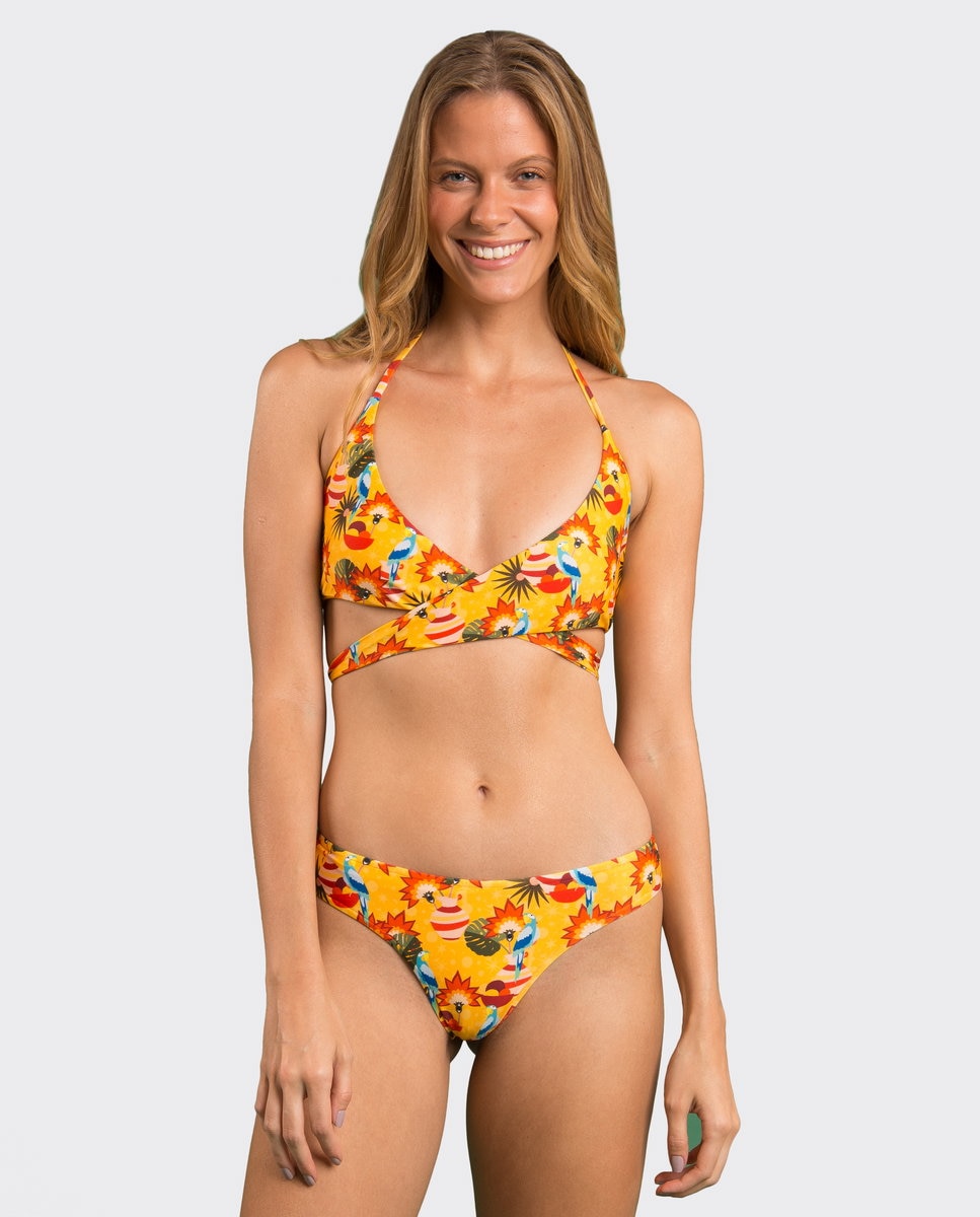 Braga de bikini brasileña estampada - Río de Sol - Amarillo Amarillo-2