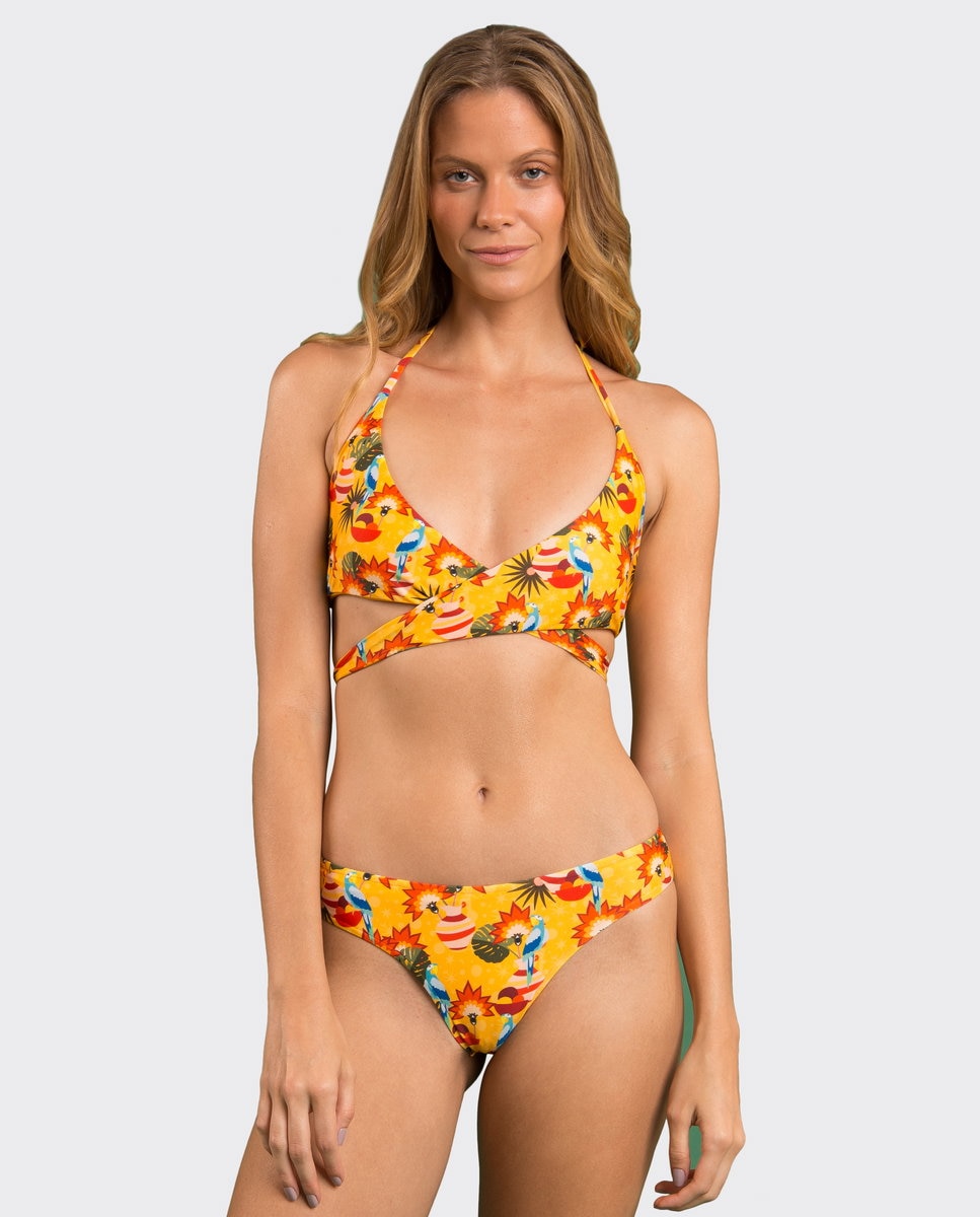 Braga de bikini brasileña estampada - Río de Sol - Amarillo Amarillo-4