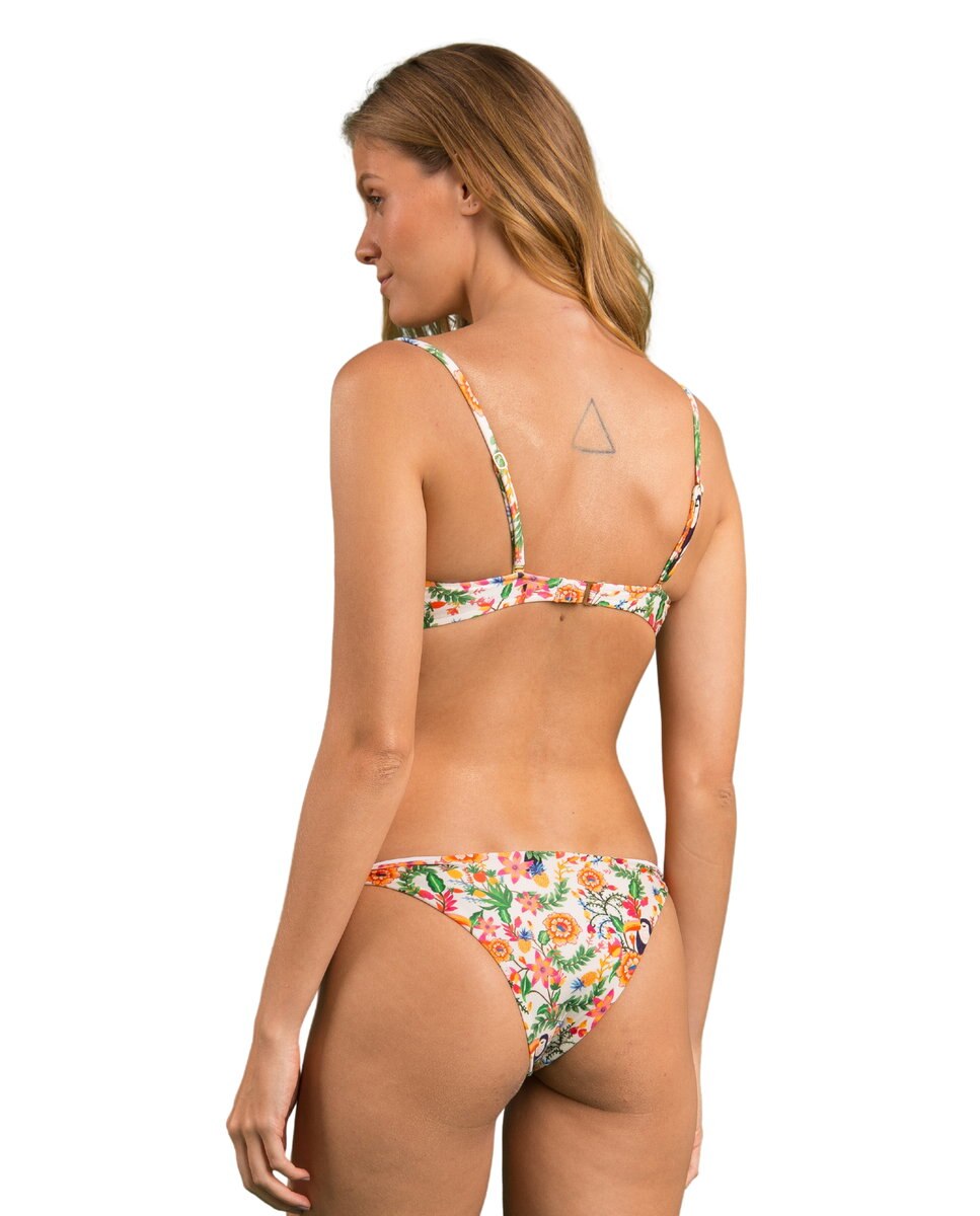Braga de bikini brasileña estampada - Río de Sol - Blanco roto Blanco roto-3