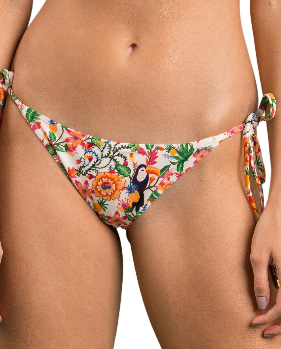 Braga de bikini con lazo estampada - Río de Sol - Blanco roto Blanco roto-1